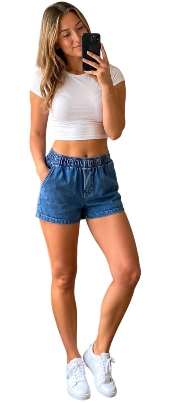 Zara Women’s Small Denim Pull-On Shorts Elastic Waist